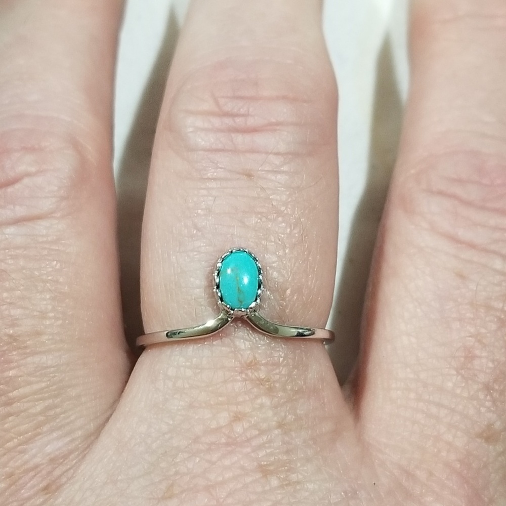 Turquoise & Sterling Silver Ring Size 7 & Size 8 - Picture 2 of 5